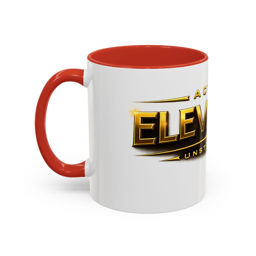 Active Elevation Unstoppable Coffee Mug — Gold Logo Accent Ceramic Mug (11/15oz)
