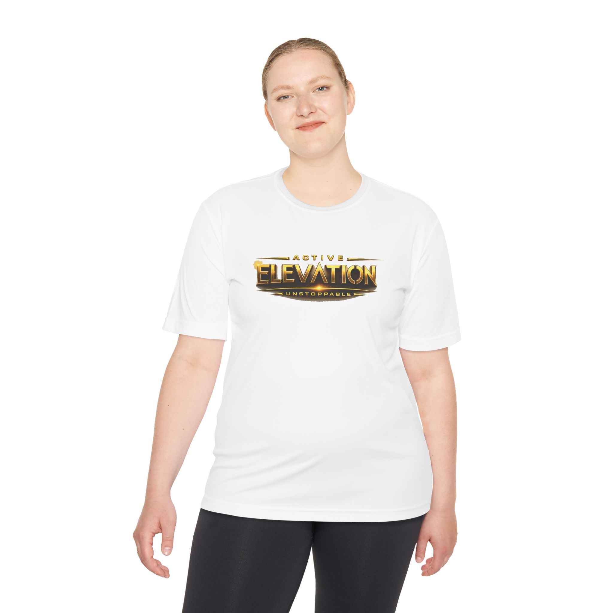 Active Elevation Moisture‑Wicking Tee — Gold Logo Performance Shirt
