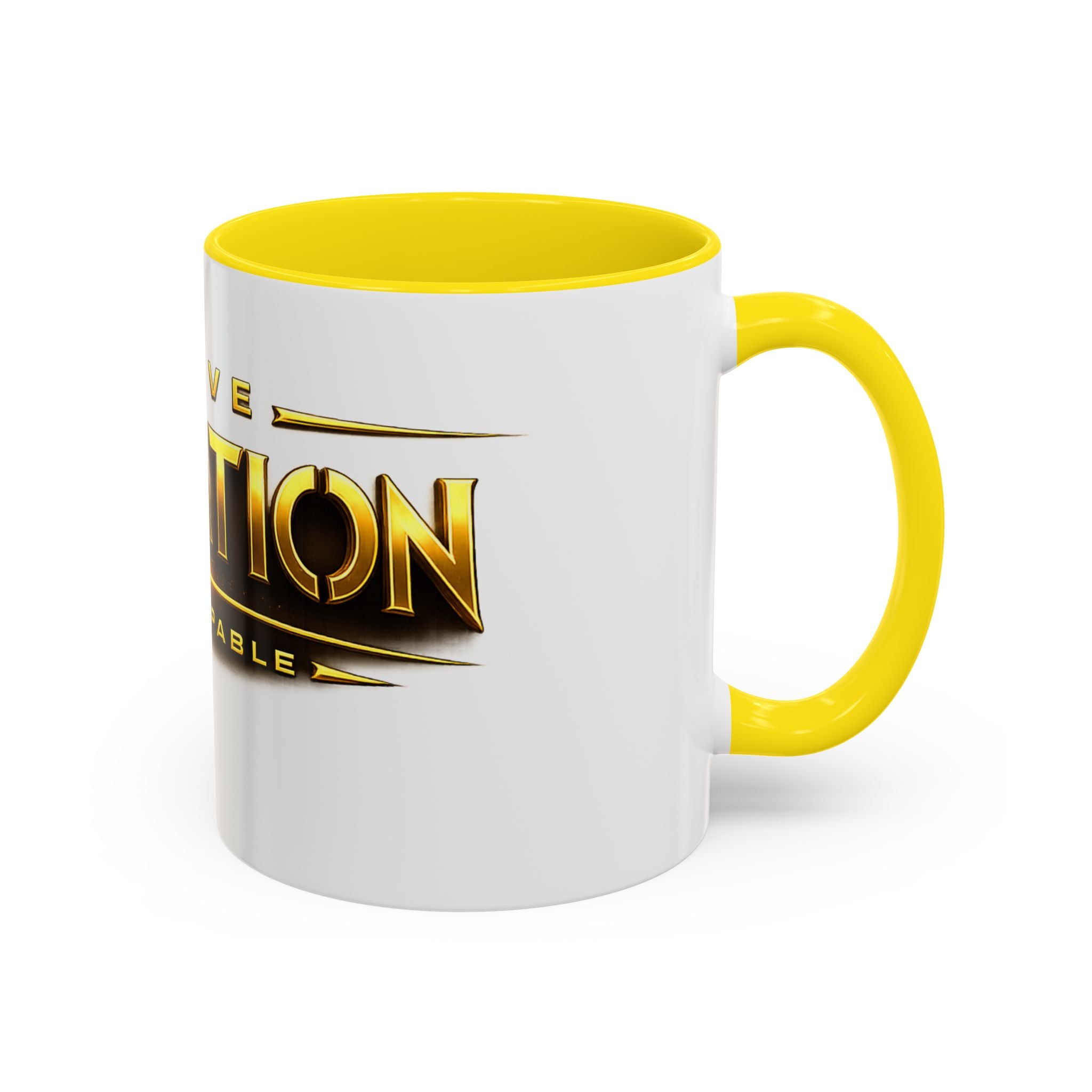 Active Elevation Unstoppable Coffee Mug — Gold Logo Accent Ceramic Mug (11/15oz)