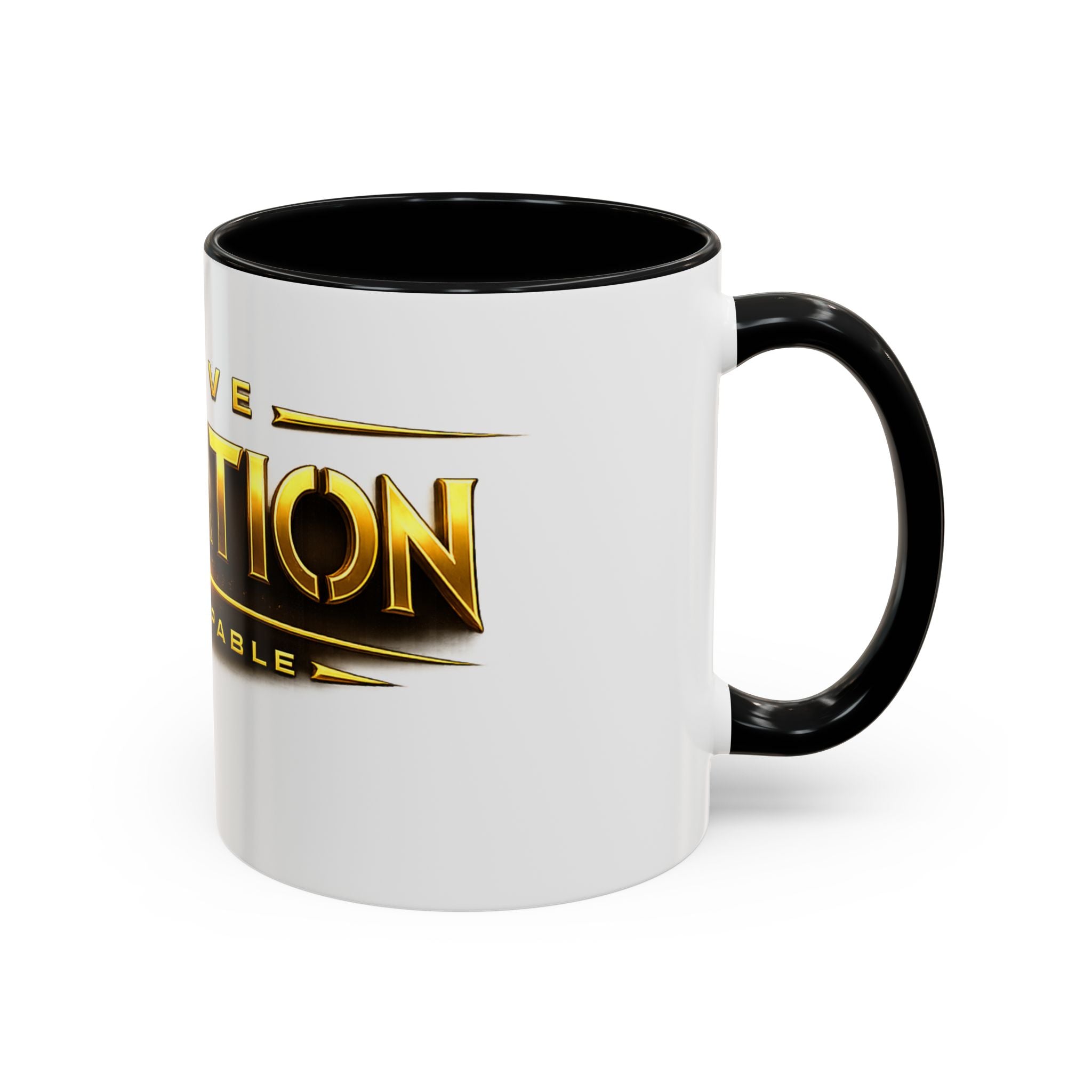 Active Elevation Unstoppable Coffee Mug — Gold Logo Accent Ceramic Mug (11/15oz)