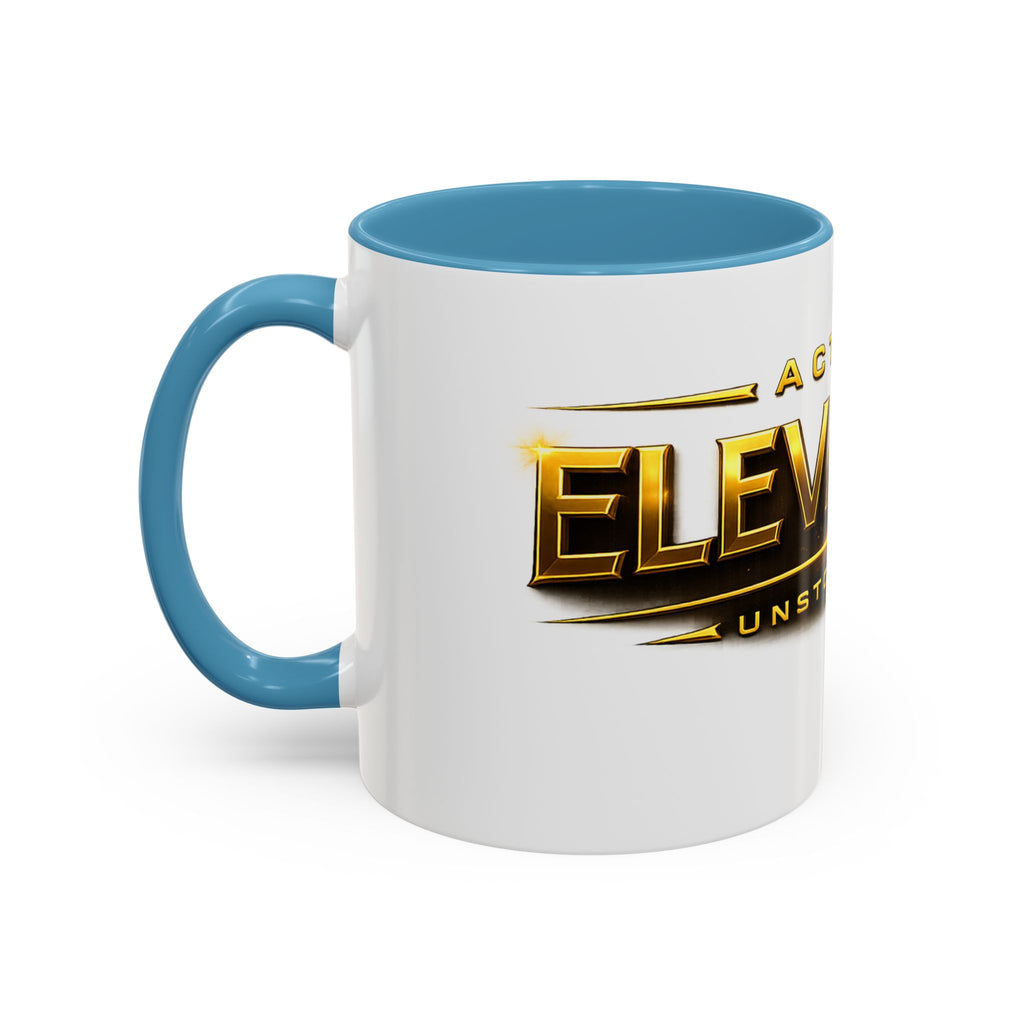 Active Elevation Unstoppable Coffee Mug — Gold Logo Accent Ceramic Mug (11/15oz)