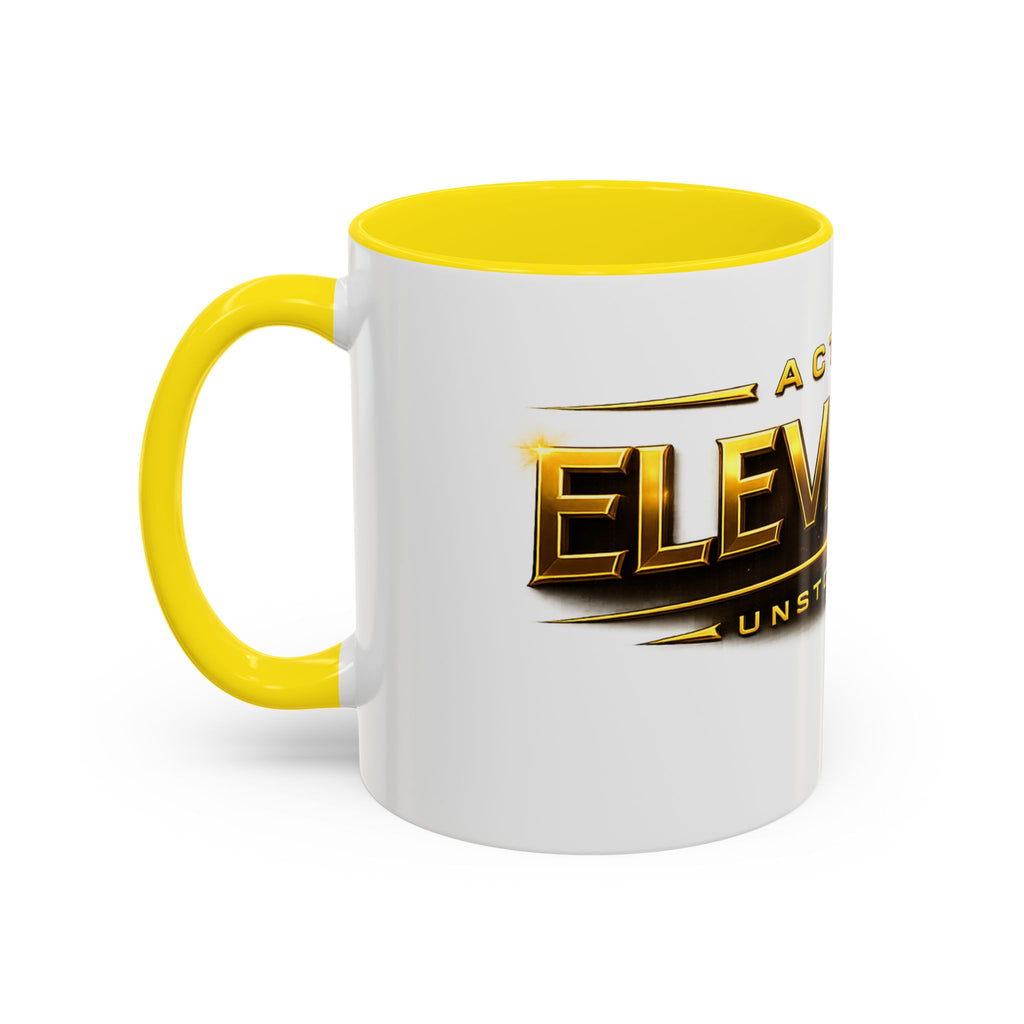Active Elevation Unstoppable Coffee Mug — Gold Logo Accent Ceramic Mug (11/15oz)