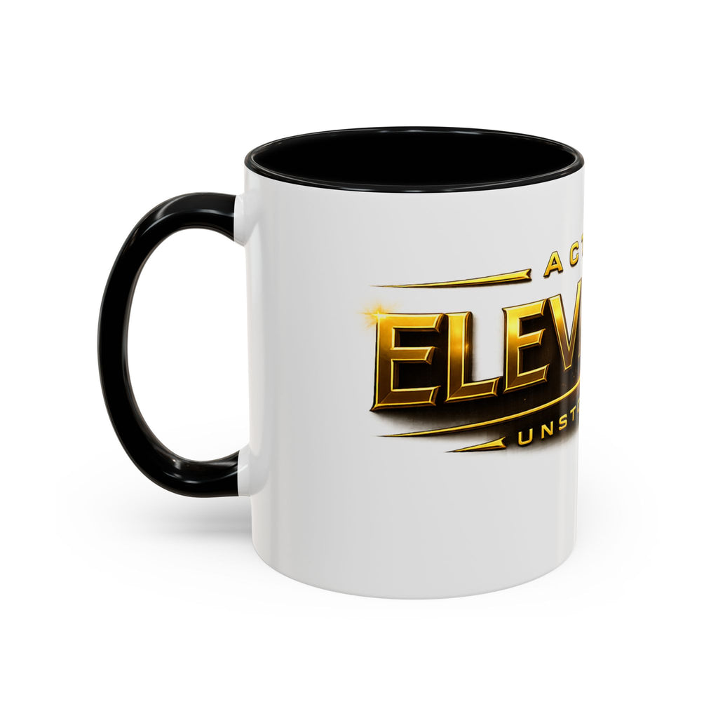 Active Elevation Unstoppable Coffee Mug — Gold Logo Accent Ceramic Mug (11/15oz)
