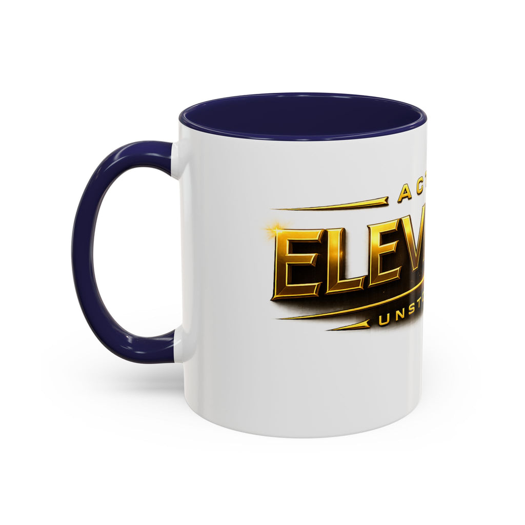Active Elevation Unstoppable Coffee Mug — Gold Logo Accent Ceramic Mug (11/15oz)
