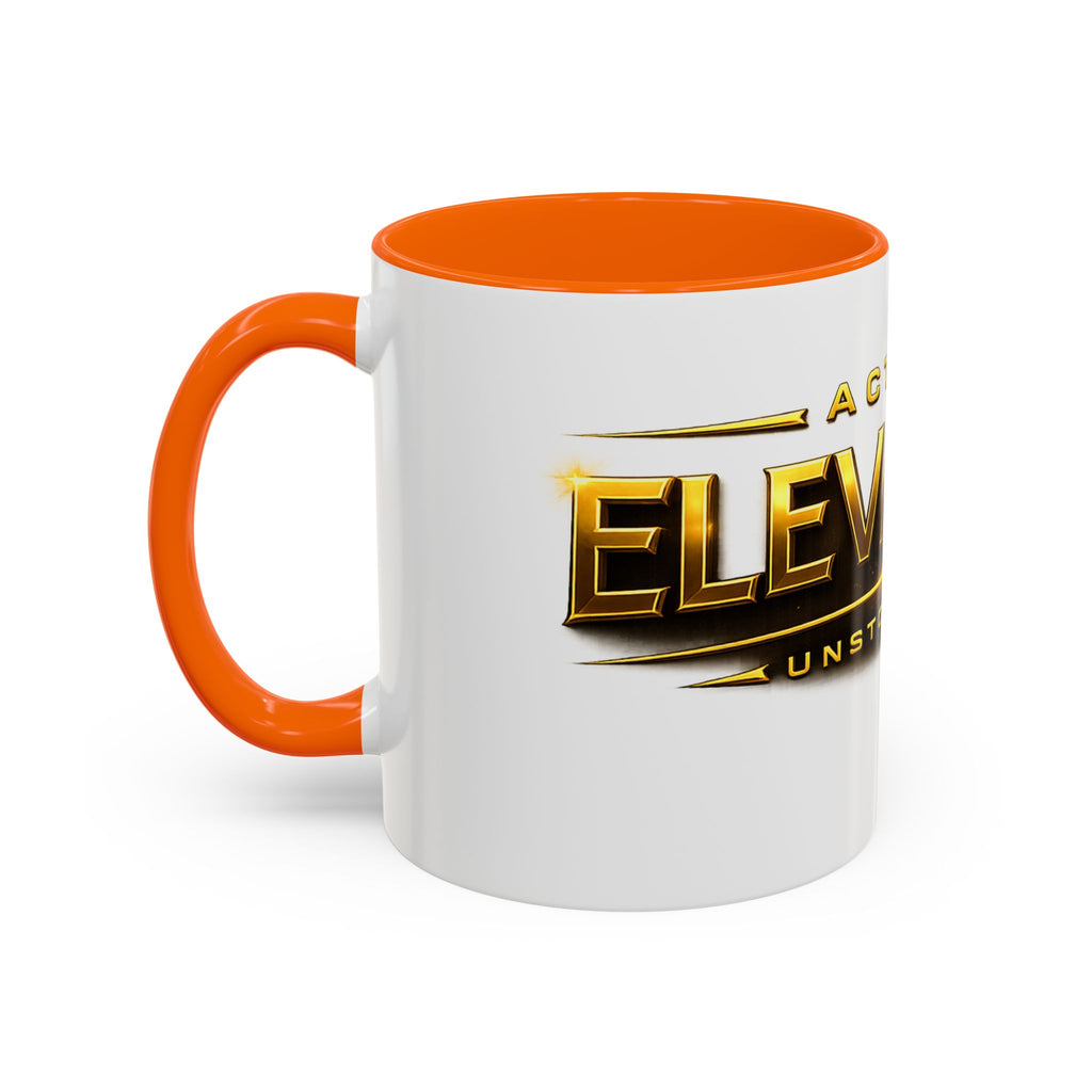 Active Elevation Unstoppable Coffee Mug — Gold Logo Accent Ceramic Mug (11/15oz)